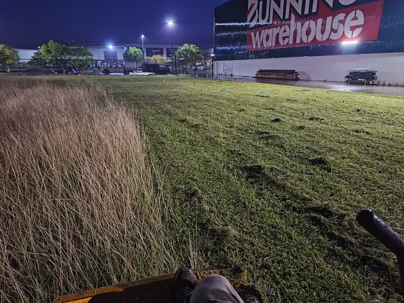 Night shift mowing beside Bunnings Warehouse