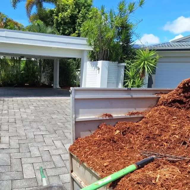 Fresh mulch delivered for a garden bed refresh